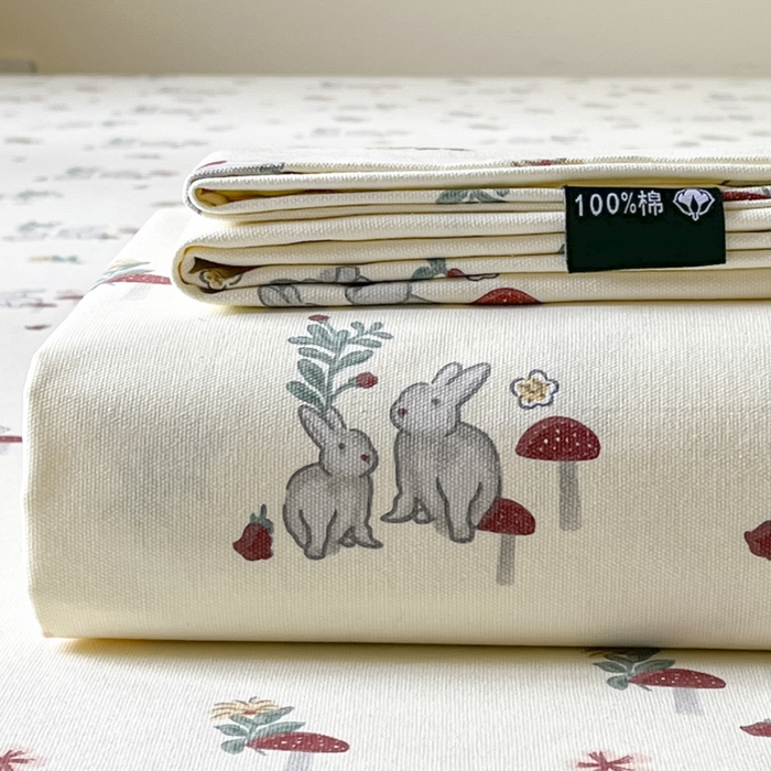 91家纺网 家纺一手货源 找家纺 鑫钰 2025新款纯棉老粗布单床单-卡通系列 花枝免