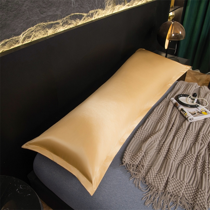 91家纺网 家纺一手货源 找家纺 梦舒羽2025新款防水冰丝纯色双人枕套情侣1.8m枕芯套内胆套 防水冰丝双人枕套-金驼色