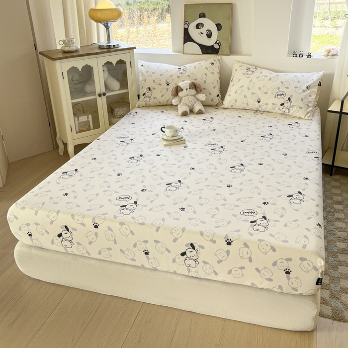 91家纺网 家纺一手货源 找家纺 鑫钰 2025新款纯棉老粗布单床笠-卡通系列 哈尼