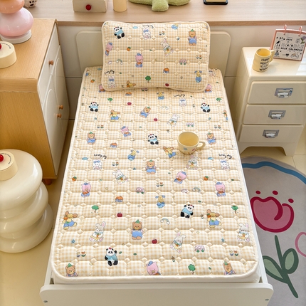 91家纺网 家纺一手货源 找家纺 禧缘家纺（原梦想家）2025新款A类儿童幼儿园学生宿舍绑带款夹棉床单全棉夹棉软垫 开心假日