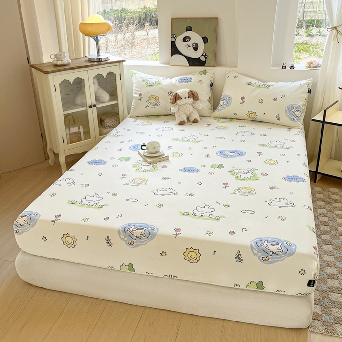 91家纺网 家纺一手货源 找家纺 鑫钰 2025新款纯棉老粗布单床笠-卡通系列 米多