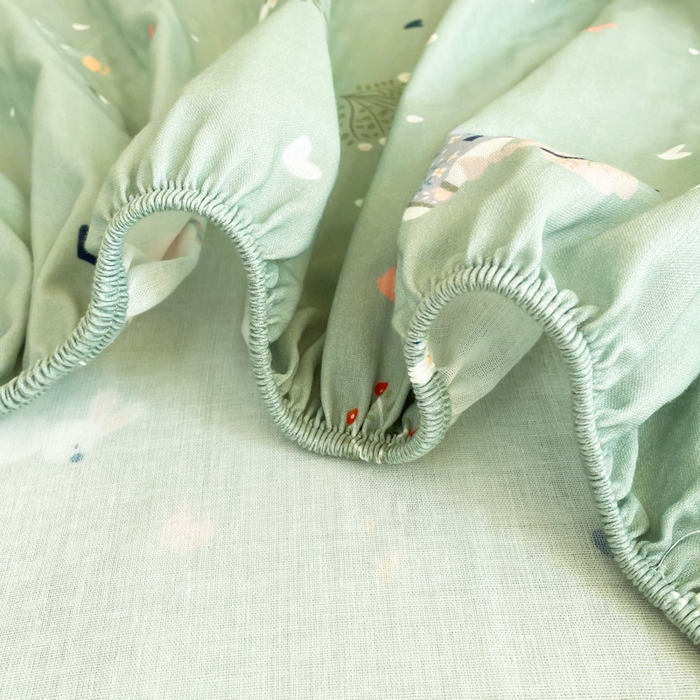 91家纺网 家纺一手货源 找家纺 鑫钰 2025新款全棉有氧双层纱床笠 乐初