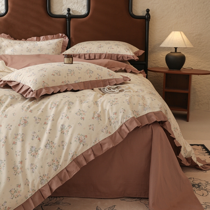 91家纺网 家纺一手货源 找家纺 （总）简宜2025新款荷叶双层纯棉边四件套