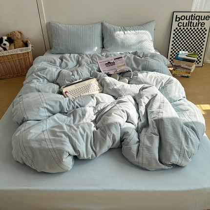 91家纺网 家纺一手货源 找家纺 （总）蜜宿2025新款全棉色织提花四件套-清梦星河系列