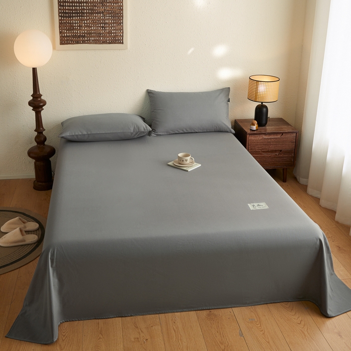 91家纺网 家纺一手货源 找家纺 鑫钰2025新款纯棉全棉老粗布床单--LP纯色系列 深灰