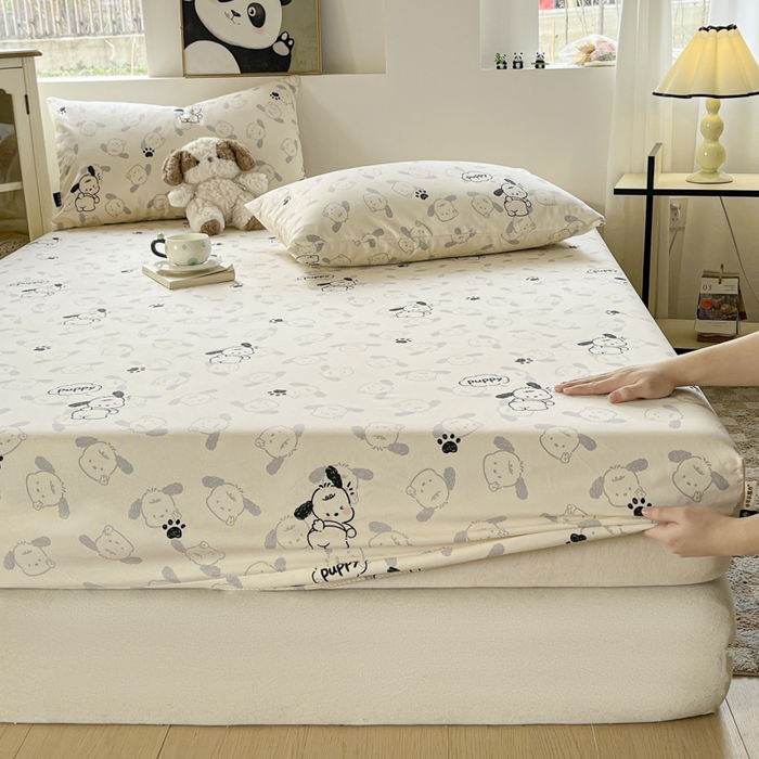 91家纺网 家纺一手货源 找家纺 鑫钰 2025新款纯棉老粗布单床笠-卡通系列 哈尼