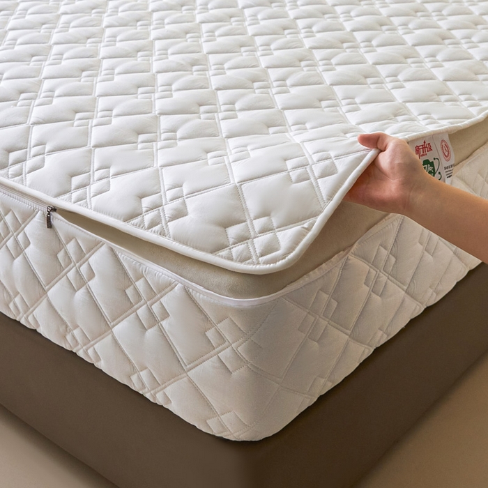 91家纺网 家纺一手货源 找家纺 鑫钰2025新款纯棉全棉六面全包床笠 四方格-全包床笠-白色