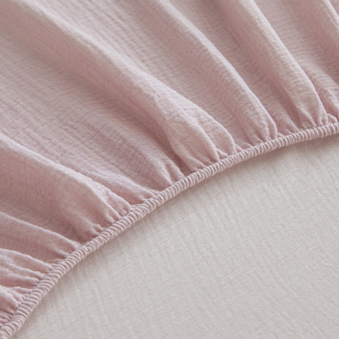 91家纺网 家纺一手货源 找家纺 鑫钰 2025新款A类全棉双棉皱皱纱床笠 香妃紫