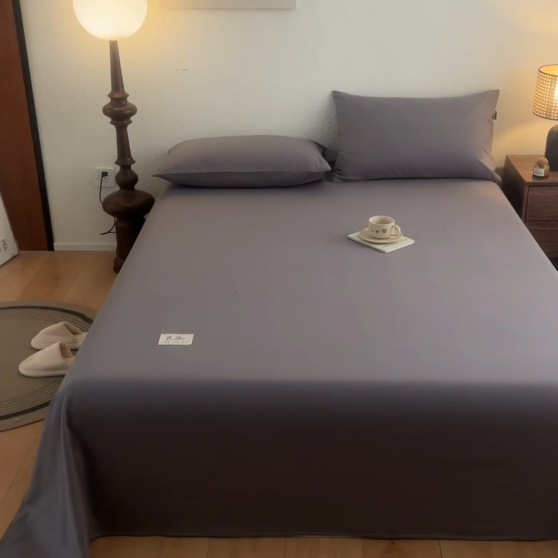 91家纺网 家纺一手货源 找家纺 鑫钰2025新款纯棉全棉老粗布床单--LP纯色系列 深灰