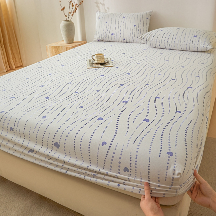 91家纺网 家纺一手货源 找家纺 鑫钰2025新款纯棉全棉老粗布床笠--北欧风 流心岁月（灰）