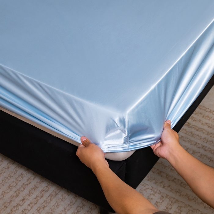 91家纺网 家纺一手货源 找家纺 （总）梦舒羽2025新款防水冰丝纯色床笠凉爽柔顺床垫保护罩