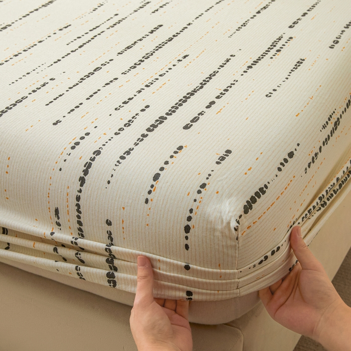 91家纺网 家纺一手货源 找家纺 鑫钰2025新款纯棉全棉老粗布床笠--北欧风 流星雨（灰）