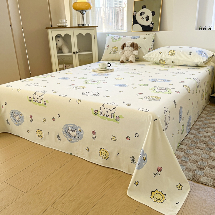 91家纺网 家纺一手货源 找家纺 鑫钰 2025新款纯棉老粗布单床单-卡通系列 米多