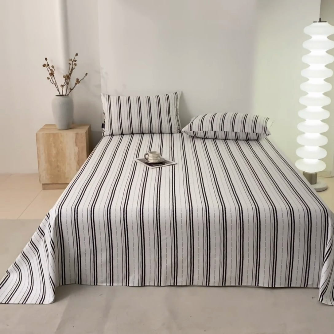 91家纺网 家纺一手货源 找家纺 鑫钰2025新款纯棉全棉老粗布床单--北欧风 胡里奥（灰）