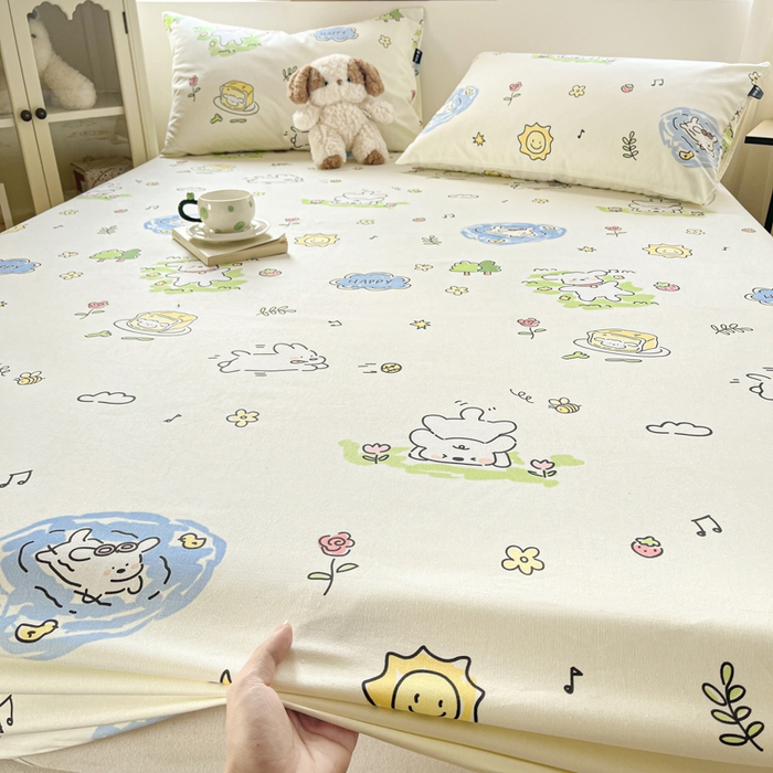 91家纺网 家纺一手货源 找家纺 鑫钰 2025新款纯棉老粗布单床笠-卡通系列 米多