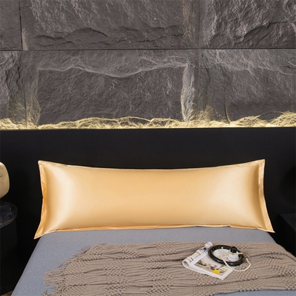 91家纺网 家纺一手货源 找家纺 梦舒羽2025新款防水冰丝纯色双人枕套情侣1.8m枕芯套内胆套 防水冰丝双人枕套-金驼色