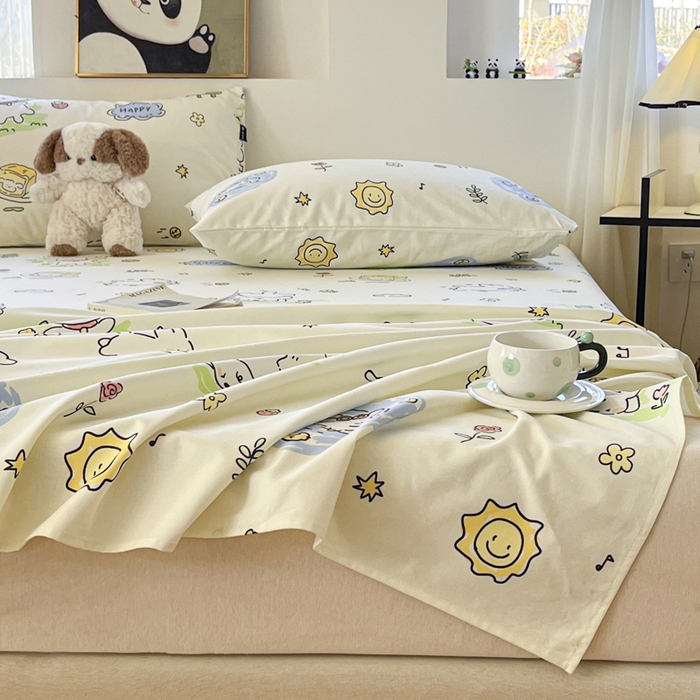 91家纺网 家纺一手货源 找家纺 鑫钰 2025新款纯棉老粗布单床单-卡通系列 米多