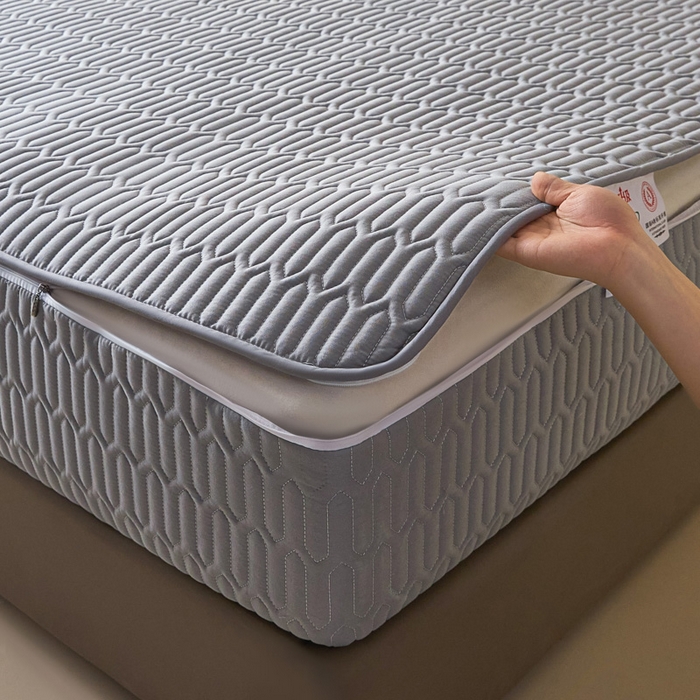 91家纺网 家纺一手货源 找家纺 鑫钰2025新款纯棉全棉六面全包床笠 经典款-全包床笠-灰色