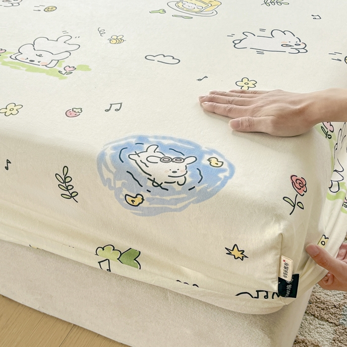 91家纺网 家纺一手货源 找家纺 鑫钰 2025新款纯棉老粗布单床笠-卡通系列 米多