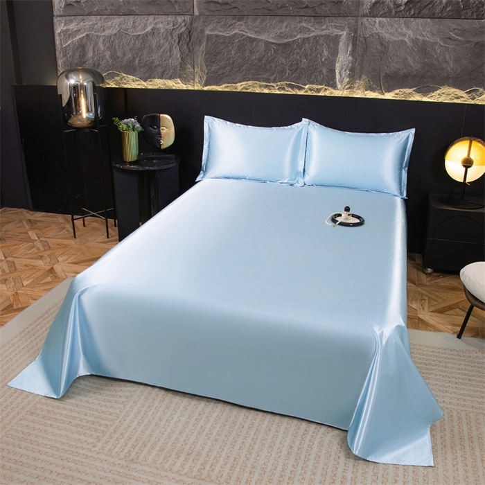 91家纺网 家纺一手货源 找家纺 （总）梦舒羽 2025新款防水冰丝纯色床单凉爽柔顺宿舍双人床单