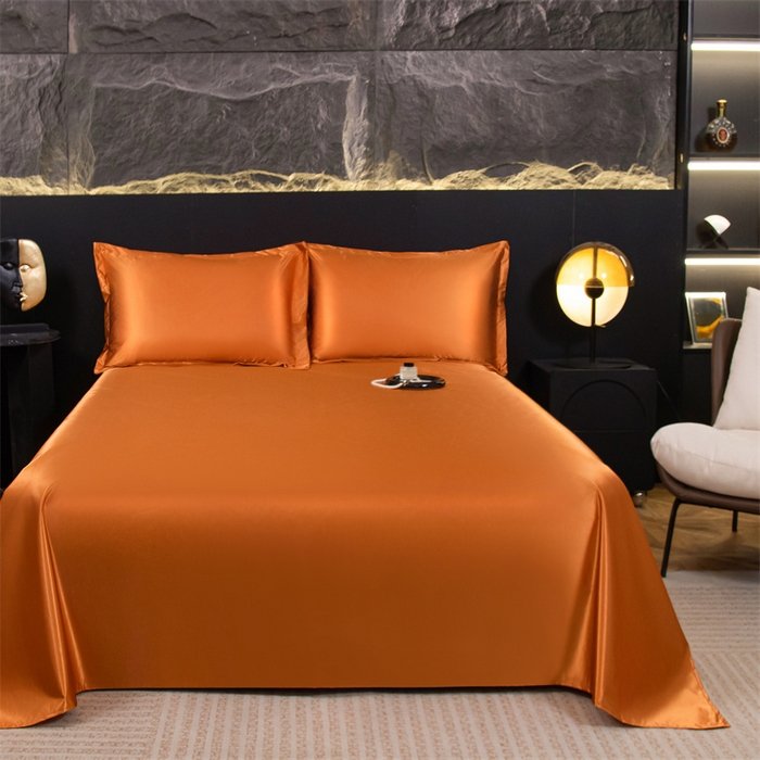 91家纺网 家纺一手货源 找家纺 梦舒羽 2025新款防水冰丝纯色床单凉爽柔顺宿舍双人床单 防水冰丝床单-咖啡