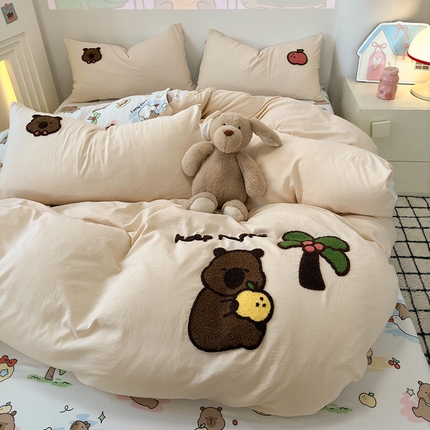 乐坊 2025新款三丽鸥系列云朵棉毛巾绣四件套 卡皮巴啦