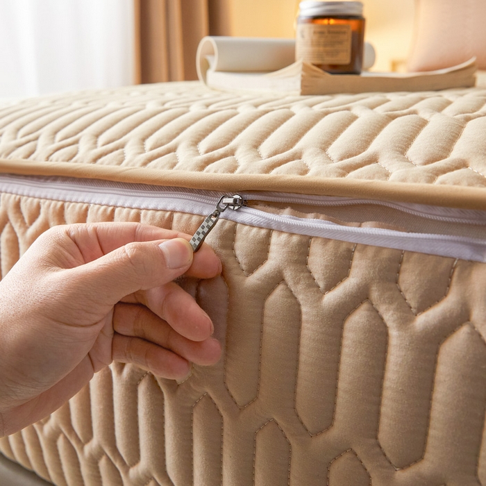 91家纺网 家纺一手货源 找家纺 鑫钰2025新款纯棉全棉六面全包床笠 经典款-全包床笠-卡其