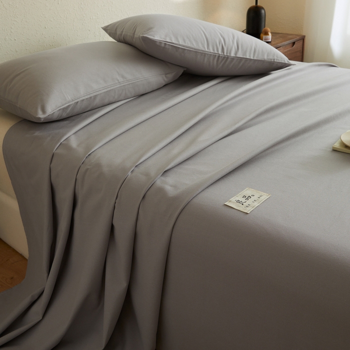 91家纺网 家纺一手货源 找家纺 鑫钰2025新款纯棉全棉老粗布床单--LP纯色系列 烟灰