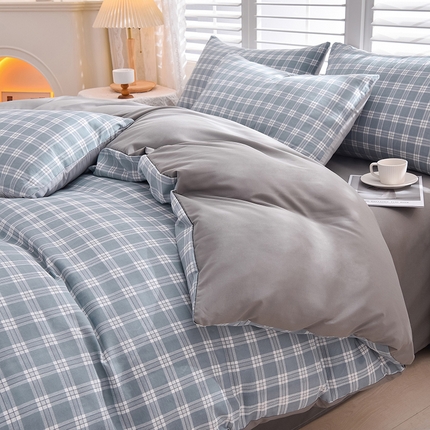 91家纺网 家纺一手货源 找家纺 （总）易展家居 2025新款加厚水洗棉四件套-格子