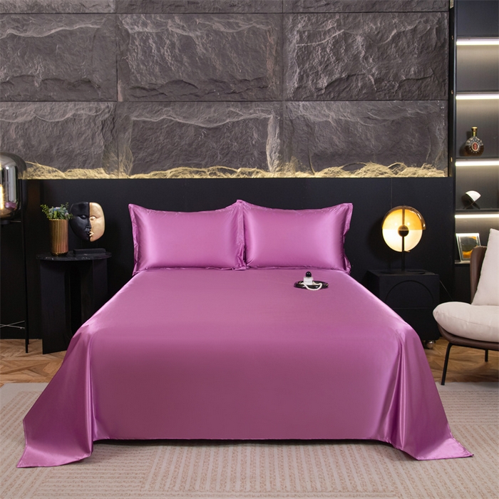 91家纺网 家纺一手货源 找家纺 梦舒羽 2025新款防水冰丝纯色床单凉爽柔顺宿舍双人床单 防水冰丝床单-豆沙色