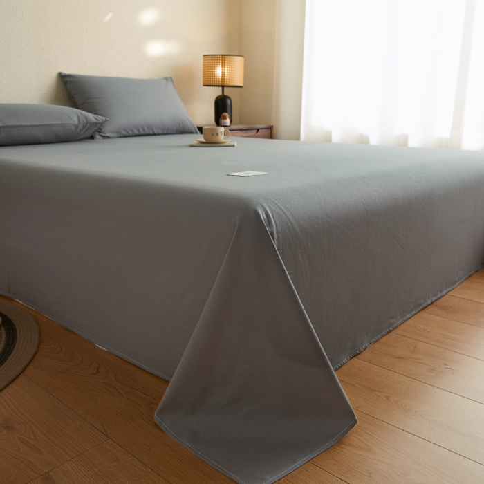91家纺网 家纺一手货源 找家纺 鑫钰2025新款纯棉全棉老粗布床单--LP纯色系列 深灰