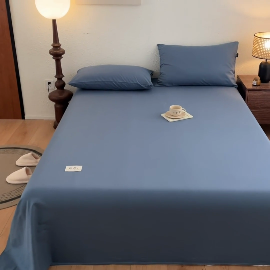 91家纺网 家纺一手货源 找家纺 鑫钰2025新款纯棉全棉老粗布床单--LP纯色系列 宝蓝