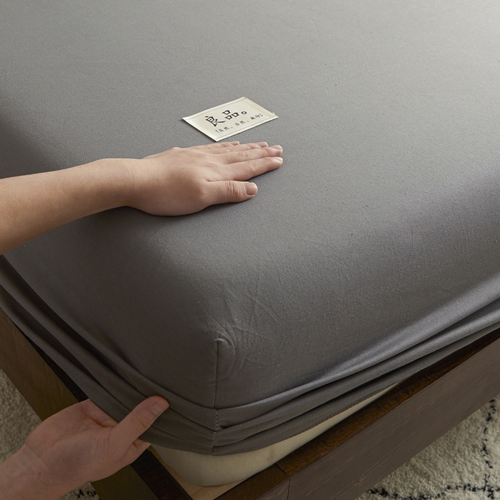 91家纺网 家纺一手货源 找家纺 鑫钰2025新款纯棉全棉老粗布床笠--LP纯色系列 深灰