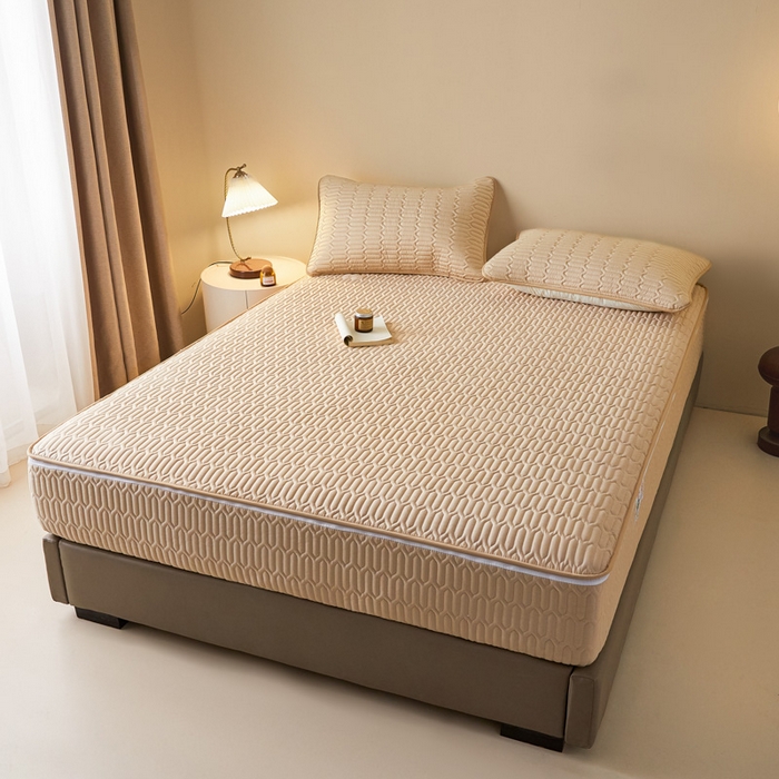 91家纺网 家纺一手货源 找家纺 鑫钰2025新款纯棉全棉六面全包床笠 经典款-全包床笠-卡其