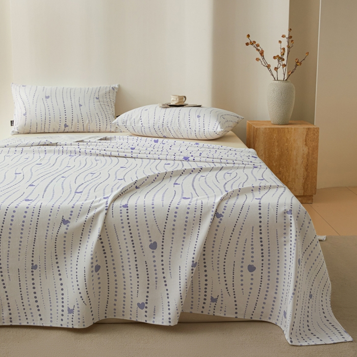 91家纺网 家纺一手货源 找家纺 鑫钰2025新款纯棉全棉老粗布床单--北欧风 流心岁月（灰）