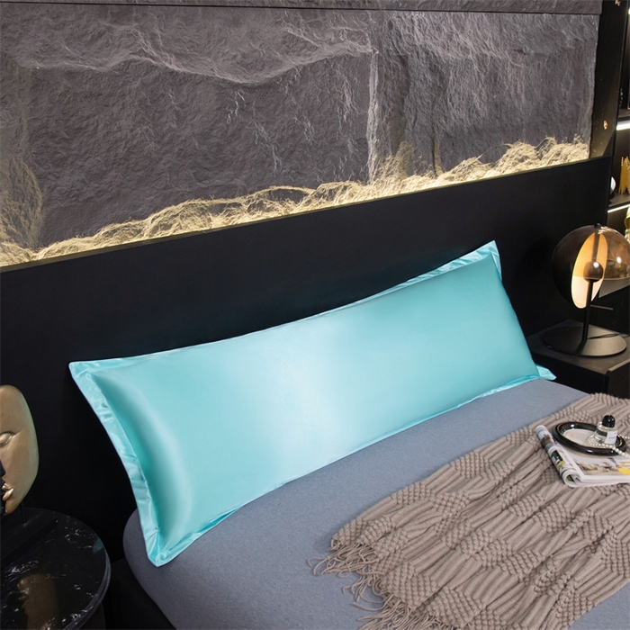 91家纺网 家纺一手货源 找家纺 梦舒羽2025新款防水冰丝纯色双人枕套情侣1.8m枕芯套内胆套 防水冰丝双人枕套-水蓝色