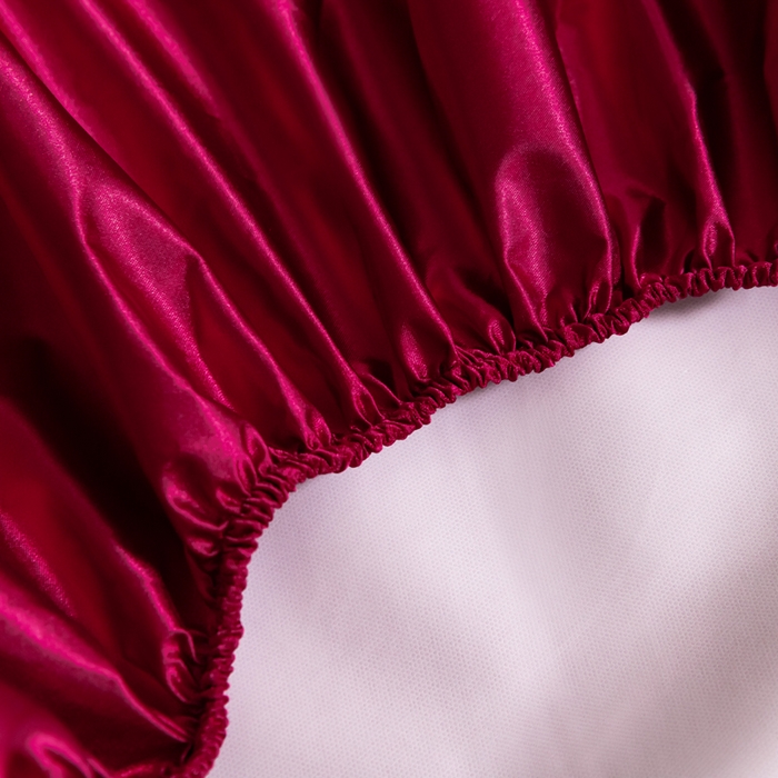 91家纺网 家纺一手货源 找家纺 梦舒羽2025新款防水冰丝纯色床笠凉爽柔顺床垫保护罩 防水冰丝床笠-酒红色