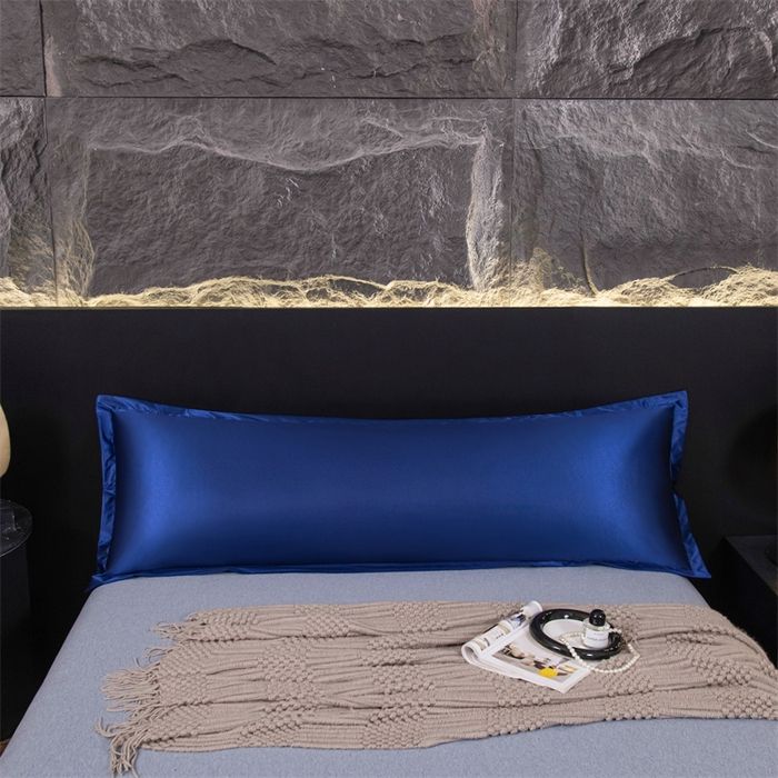 91家纺网 家纺一手货源 找家纺 梦舒羽2025新款防水冰丝纯色双人枕套情侣1.8m枕芯套内胆套 防水冰丝双人枕套-深海蓝