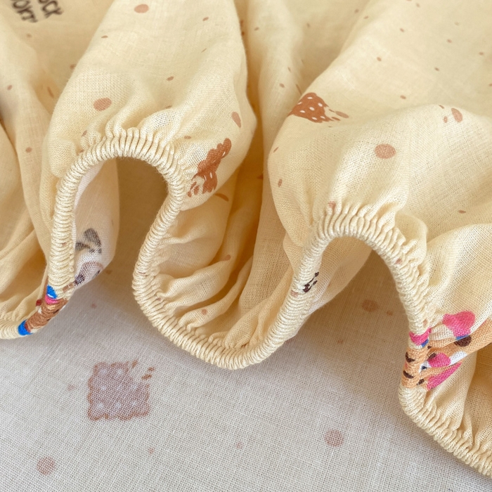 91家纺网 家纺一手货源 找家纺 鑫钰 2025新款全棉有氧双层纱床笠 甜茶