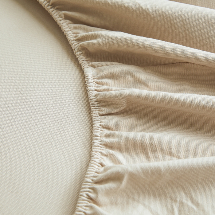 91家纺网 家纺一手货源 找家纺 鑫钰2025新款纯棉全棉老粗布床笠--LP纯色系列 卡其