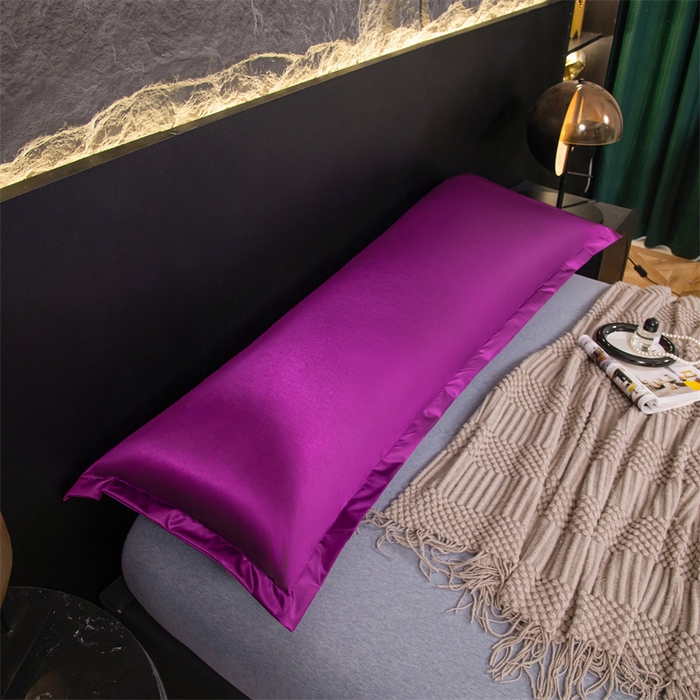 91家纺网 家纺一手货源 找家纺 梦舒羽2025新款防水冰丝纯色双人枕套情侣1.8m枕芯套内胆套 防水冰丝双人枕套-魅惑紫