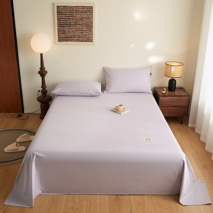 91家纺网 家纺一手货源 找家纺 鑫钰2025新款纯棉全棉老粗布床单--LP纯色系列 黛紫