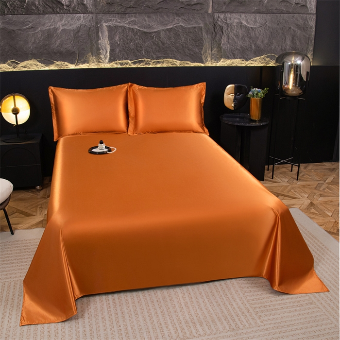 91家纺网 家纺一手货源 找家纺 梦舒羽 2025新款防水冰丝纯色床单凉爽柔顺宿舍双人床单 防水冰丝床单-咖啡