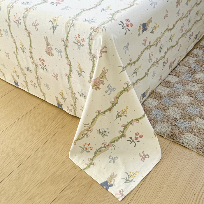 91家纺网 家纺一手货源 找家纺 鑫钰 2025新款纯棉老粗布单床单-卡通系列 蔓藤免