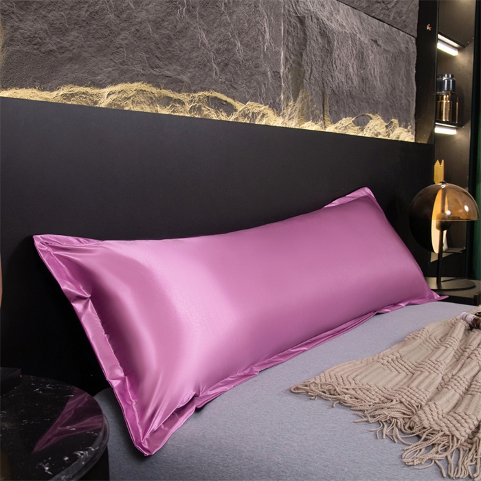 91家纺网 家纺一手货源 找家纺 梦舒羽2025新款防水冰丝纯色双人枕套情侣1.8m枕芯套内胆套 防水冰丝双人枕套-豆沙色