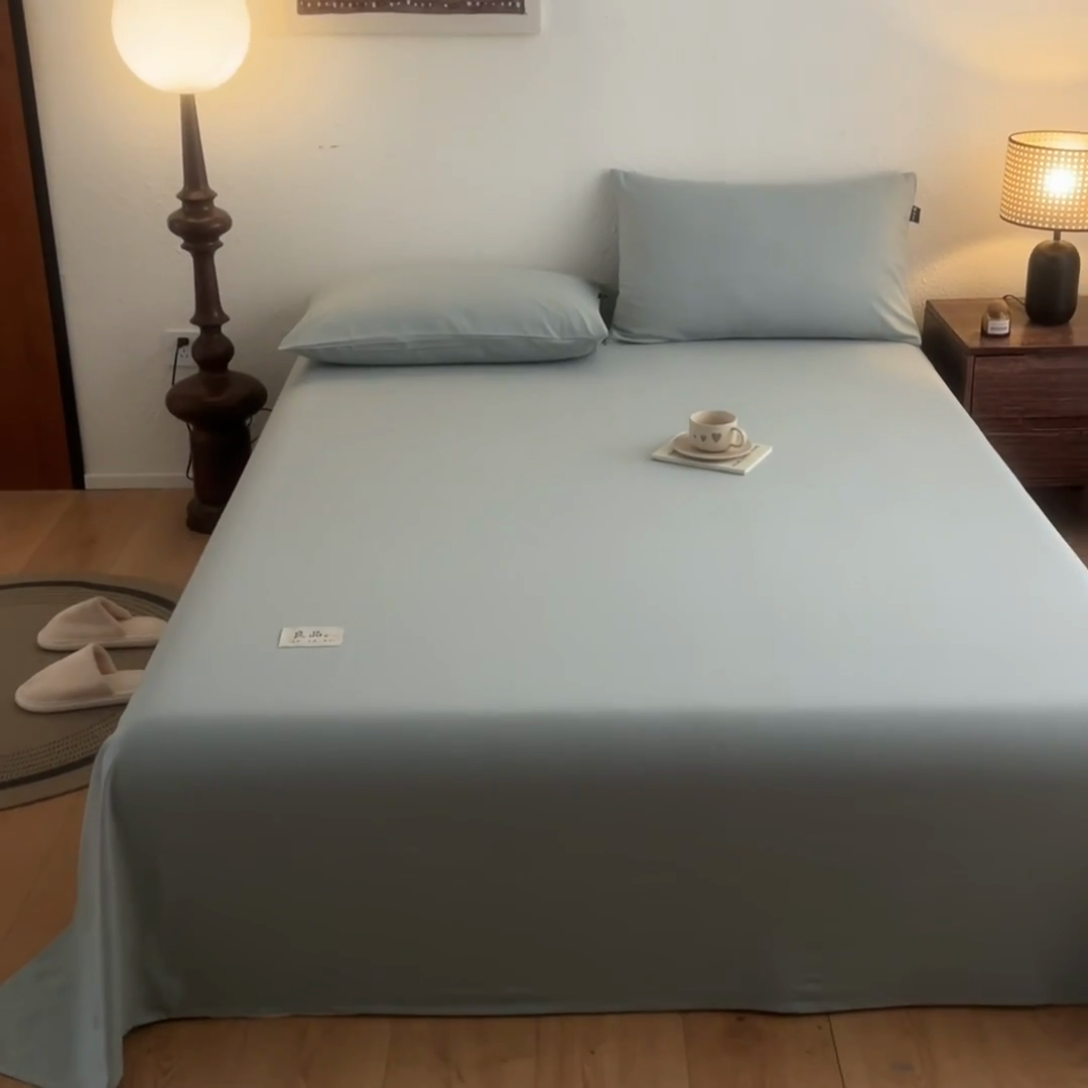 91家纺网 家纺一手货源 找家纺 鑫钰2025新款纯棉全棉老粗布床单--LP纯色系列 川青