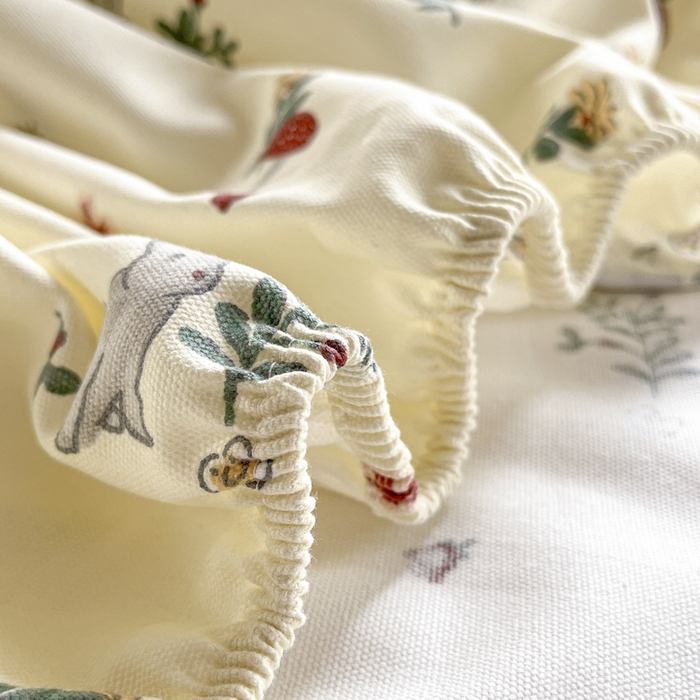 91家纺网 家纺一手货源 找家纺 鑫钰 2025新款纯棉老粗布单床笠-卡通系列 花枝免