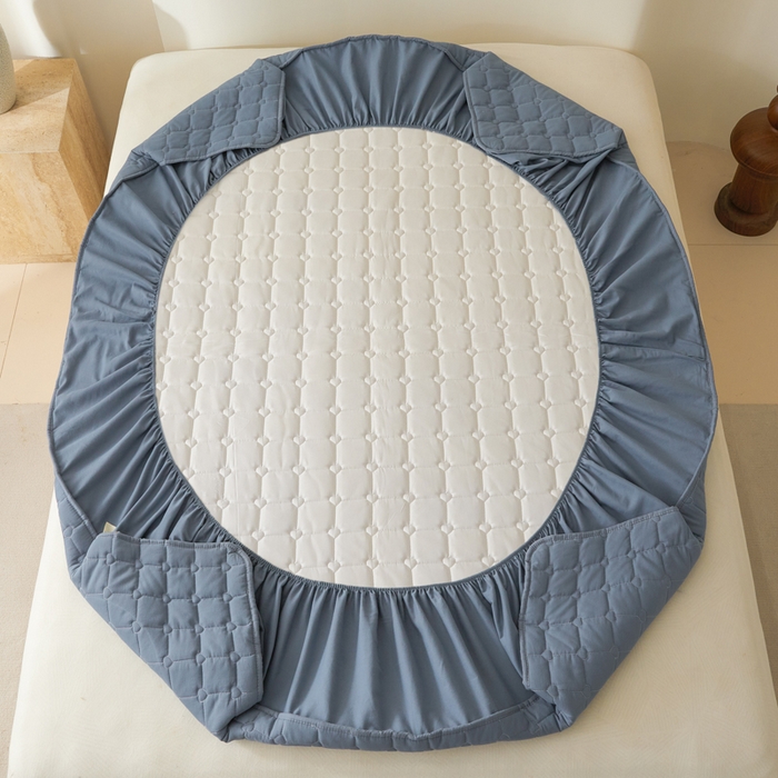 91家纺网 家纺一手货源 找家纺 鑫钰2025新款刺绣加厚夹棉床笠--小天鹅 小天鹅-宾利蓝