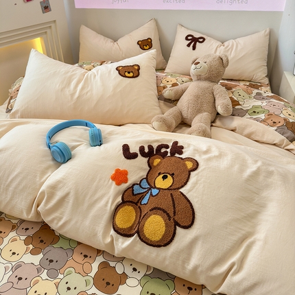 乐坊 2025新款三丽鸥系列云朵棉毛巾绣四件套 lucky熊米