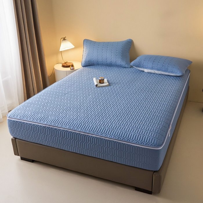 91家纺网 家纺一手货源 找家纺 鑫钰2025新款纯棉全棉六面全包床笠 经典款-全包床笠-湖蓝